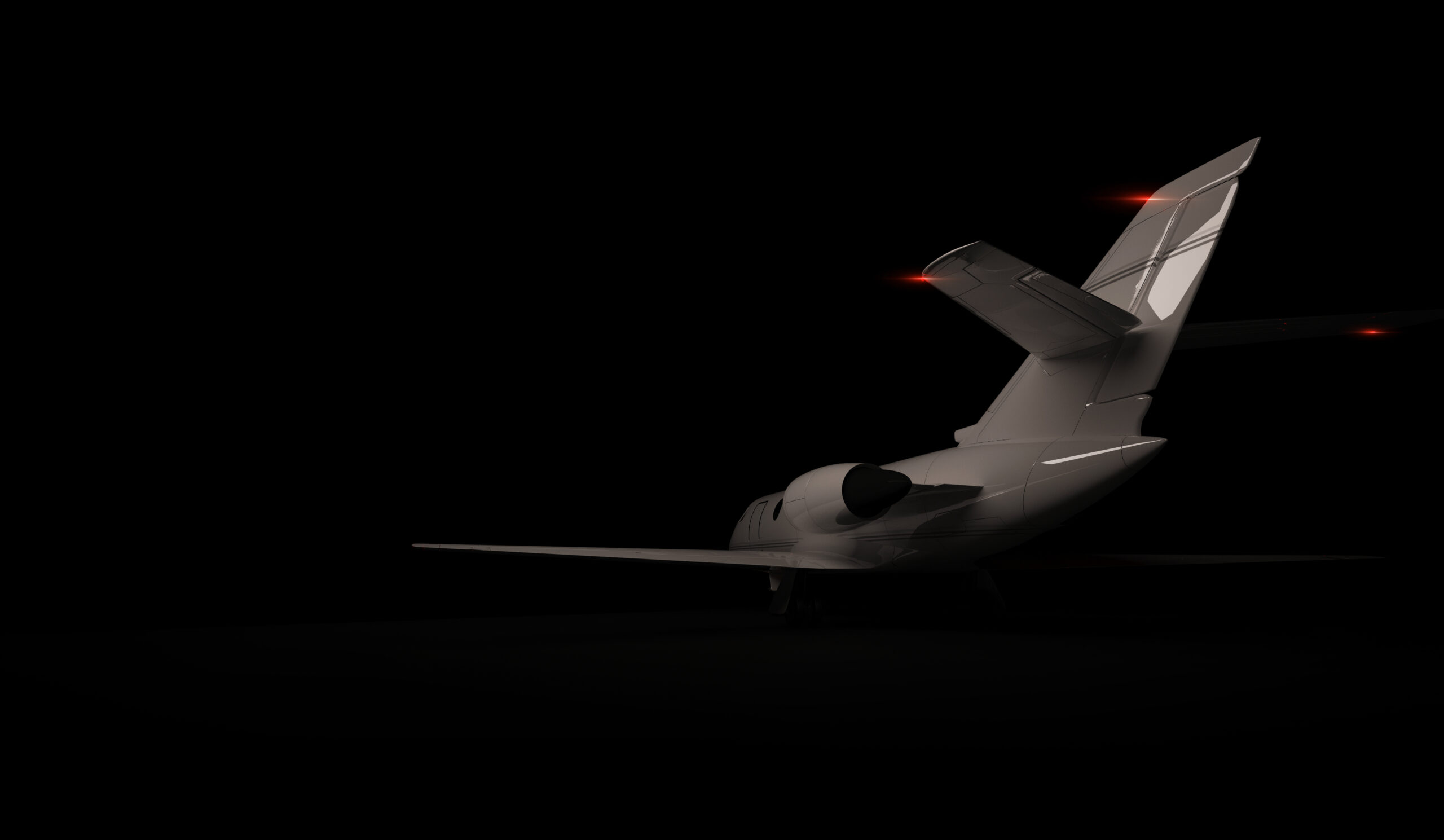 A picture of a light jet in a dark room, to give feeling of quality Aircraft management services